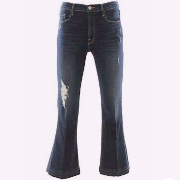 NWT $239 FRAME DENIM Le Crop Flare Jeans Raw Released Hem Palmetto Distressed - Picture 1 of 1